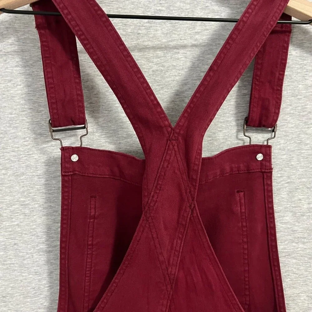 Judy Blue High Waist Bib Overalls Jeans Womens Extra Large Red‎ Boyfriend Cuff